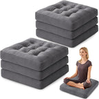 Meditation Floor Pillow Set of 6, Square Large Pillows Seating for Adults, Meditation Cushion Pillow,Tufted Corduroy Cushion for Tatami Living Room or Yoga, Dark Gray, 22x22 Inch