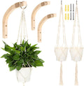 4 Pack Plant Wall Hanger for Indoor Plants 2 Pcs Plant Hangers Indoor Wall Mount 2 Pcs 41'' Macrame Plant Hangers Indoors Plant Hooks for Wall Outdoor Flower Pots Garden Decoration