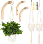 4 Pack Plant Wall Hanger for Indoor Plants 2 Pcs Plant Hangers Indoor Wall Mount 2 Pcs 41'' Macrame Plant Hangers Indoors Plant Hooks for Wall Outdoor Flower Pots Garden Decoration