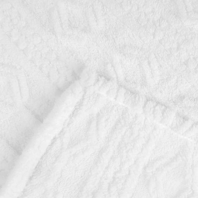 Superior Fleece Boho Jacquard Blanket, Decorative Blankets for Bedroom, Sofa, Fuzzy, Plush, Fluffy, Soft, Cute Room Decor, Beautiful Cover, Comfort Essentials, Arctic Collection, Full/Queen, White