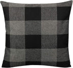 VAKADO Black and Grey Farmhouse Rustic Buffalo Plaid Decorative Throw Pillow Covers Retro Check Home Decor Cushion Cases for Couch Bed Sofa 18x18 Set of 2, Black and Gray