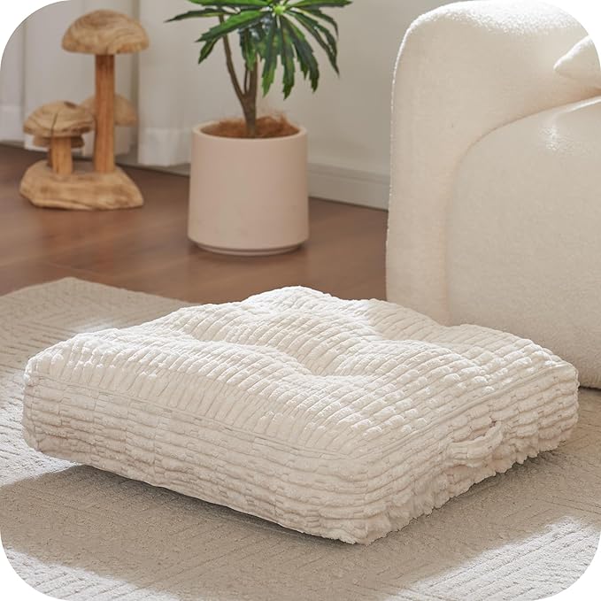 Floor Pillow Cushion for Adults, Meditation Cushion Pillow, Large Square Floor Sitting, for Tatami Living Room or Yoga, 22x22 Inch