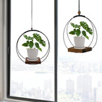 Hanging Planter for Indoor Plants,Plant Hanger with Sturdy Wood Base & Pot, Modern Boho Macrame Plant Hanger,Wall Ceiling Window Stands(2 Pack+Pots)