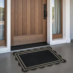 Easy Jute Outdoor Mats for Front Door, 2x3 Small Washable Kitchen Rugs, Farmhouse Black Throw Rug Non Slip Indoor Outdoor Carpet for Porch Entryway Foyer