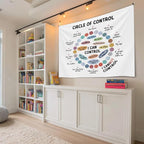 Circle of Control Your Mindset Wall Tapestry, Motivational Wall Hanging Decor , Mental Health Positive Reminder Banner for Teen Bedroom Living Room Dorm,Mental Health Office Decor,Growth Mindset Poster 59x51 Inch (Colorful-Health03)