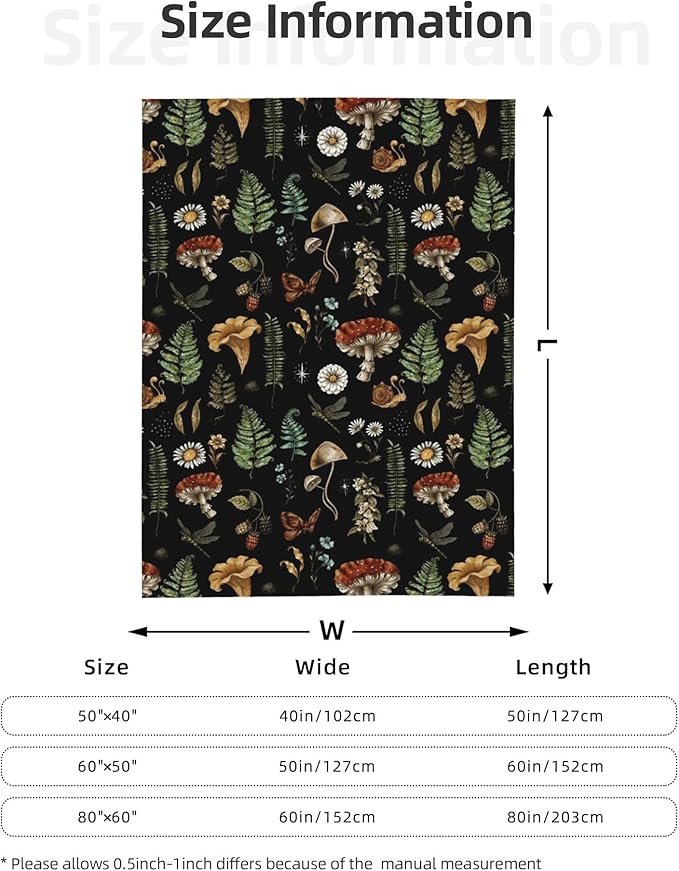 Mushrooms Throw Blanket, 320gsm Fluffy Cozy Soft Warm Plush Lightweight Decorative Blanket Gifts for Women Men Girls Boys Kids Baby, Blankets Quilt for Bed Sofa Chair Couch (80"x60")