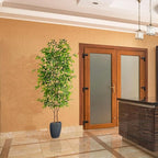 8ft Artificial Ficus Tree, 96” Realistic Ficus Leaves Large Fake Plant with Basket, Indoor Outdoor Potted Faux Tree for Home Garden Office House Livingroom Décor
