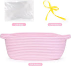 Empty Gift Basket to Fill with Handles, 12x8x5 inch - Large Woven Gifts Basket for Baby Shower, Women, Girls, Valentine Gifting - With Gift Bag & Ribbon - Pink, 1Pack