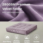 Floor Pillow for Sitting, Large Velvet Floor Seating Cushion for Adults, Tufted Big Pillow for Meditation, Yoga & Living Room, Machine Washable, 22x22 Inch, Lavender