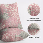 Pink Grey Gray Pillow Covers 24X24 Inch Set of 2, Dahlia Flower Spring Summer Floral Cream Decorative Throw Pillow Covers Outdoor Modern Farmhouse Cushion Case for Home Couch Sofa Bed Decor