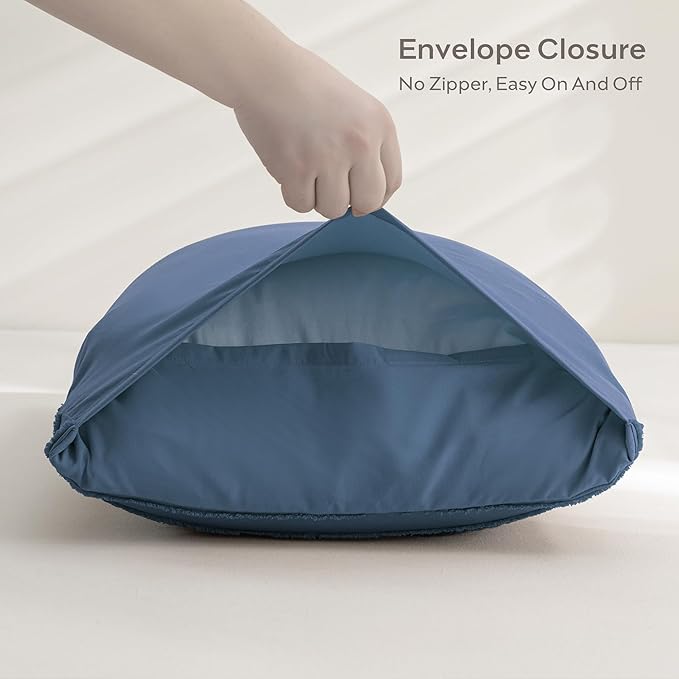 JELLYMONI Pillowcases King Size Blue 2 Pack Boho Striped Bed Pillow Covers 20x36in Polyester Envelope Pillow Shams Tufted Bohemian Textured (Pillows are not Included)