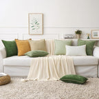 MIULEE Pack of 2 Couch Throw Pillow Covers 26x26 Inch Beige Farmhouse Decorative Pillow Covers with Stitched Edge Soft Chenille Solid Dyed Spring Pillow Covers for Sofa Bed Living Room