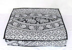 Black White Elephant Flower Mandala Mandala Barmeri Large Floor Pillow Cover Cushion Meditation Seating Ottoman Throw Cover Hippie Decorative Zipped Bohemian Pouf Ottoman Cases 24 " square