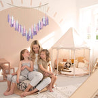 Luxbrand Pink & Purple Macrame Hanging Boho Wall décor, Large Tassel Wall Hanging with Wood Beads, Purple Wall Decor for Bedroom Living Room Girls Room Nursery, 41" W x 32" H