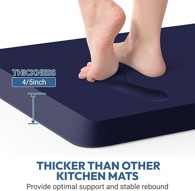 4/5 Inch Thick Kitchen Mat - Cushioned Anti Fatigue Mats for Kitchen Floor - Easy to Clean, Waterproof, Non-Slip Kitchen Rug for Sink, Office, Kitchen (20''x39'' Blue)