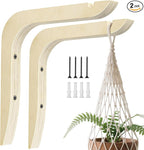 Wooden Plants Hanger, Plant Hangers Indoor Wall Mount, 8.58-Inch Hanging Plant Hooks For Wall, Basket Hooks for Lanterns, Flower Bracket, Wind Chimes, Lamp, Bird Feeders, Patio Decor(wood color 2PCS)