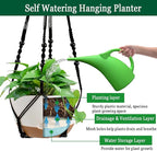 Hanging Planter Self Watering 10 Inch, 2 Pack Indoor Outdoor Hanging Baskets, Hanging Flower Pots with Drainage Hole & 2 Kinds of Plant Hangers for Garden Home Decor(Black Hanger