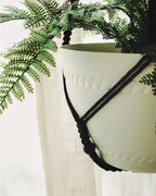 Large Macrame Plant Hanger Black 43 Inch Long for up to 12 Inch Pot No Tassel Cotton Rope Hanging Basket Plant Holder with Heavy Duty Ceiling Hooks