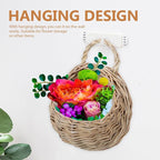 DOITOOL Rattan Basket Hanging 2pcs Rattan Hanging Planters - Round Plant Baskets Bonsai Flowerpot - Woven Flower Pots Flower Holders Containers for Garden Balcony （Dark Khaki）