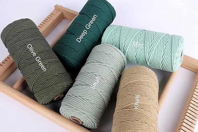 NOANTA Avocado Green Macrame Cord 3mm x 109yards, Colored Macrame Rope, Cotton Rope Macrame Yarn, Colorful Cotton Craft Cord for Wall Hanging, Plant Hangers, Crafts, Knitting