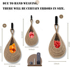 Hanging Fruit Large Basket Set of 3, Boho Wall Hanging Storage Basket for Organizing, Handmade Teardrop Hammock Holder for Fruit Vegetable in Home & Restaurant Kitchen with Hooks,Light Linen