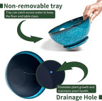 2 Pack 10 inch Hanging Planters, Plastic Hanging Plant Pots with Drainage Hole and Chain, Hanging Flower Pots for Outdoor Indoor Plants (Snowflake Blue)