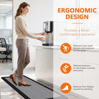 Kitchen Mats, 2PCS Kitchen Rugs for Floor, Cushioned Anti-Fatigue Mats for Kitchen Floor, Non-Slip Standing Desk Mat for Sink, Home, Laundry & Office, 17.3"x30"+17.3"x47" (Black)
