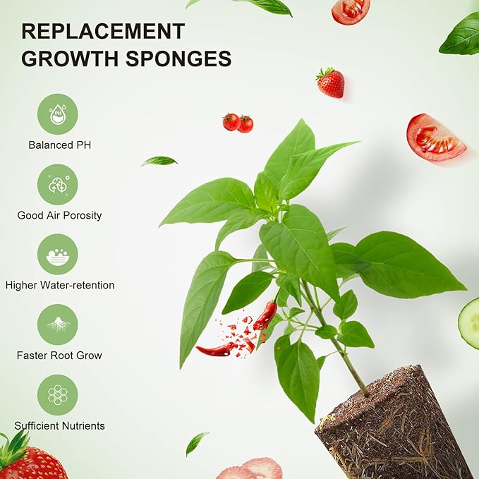 Ahopegarden 240 Pcs Seed Pod Kit for Aerogarden, Highly Breathable Hydroponics Replacement Pods Compatible with Most Indoor Hydroponic Systems,120 Grow Sponges & 120 Pod Labels