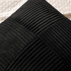 MIULEE Black Decorative Euro Sham Pillow Covers 24x24 Inch for Bed Couch Sofa Pack of 2 Boho Farmhouse Throw Pillows Soft Cross Corduroy Patchwork Textured Cushion Cases