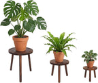 3-Pack Wood Plant Stands Indoor, Single Plant Stand for 6-12 Inch Pots, Mid-Century Modern Plant Stool, Tall Plant Stand for Large Plants for Living Room, Balcony, Office