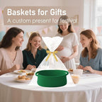 Woven Basket,Small Rope Storage Bin with Handles & Ribbon Bag, Organizer for Shelves Closets,Gift Basket Empty for Birthday,Books,Dog Toys, Green/3 Pack