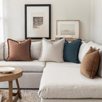 MIULEE Decorative Couch Pillow Covers Neutral Linen Fringe Throw Pillows Set of 4 Modern Rustic Cushions Boho Farmhouse Pillowcases for Bed Sofa Living Room Spring Decor 20x20 Inch Beige/Brown/Blue