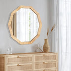 ULIKE Rattan Wicker Mirror for Bathroom, 24 Inch Boho Woven Decorative for Wall, Rustic Farmhouse Vanity Mirror, Geometric Rattan Mirrors for Living Room Entryway Bathroom Bedroom