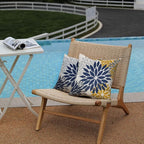 DFXSZ Blue Yellow Flower Pillow Covers 18x18 Inch Set of 2 Outdoor Throw Pillows Outdoor Waterproof Decor for Living Room Sofa Patio Funiture Garden Floral Polyester Pillow Covers 002Z18