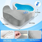 Seat Cushion, Chair Cushions, Office Chair Cushions, Anti-Slip Bottom & Removable Cover Tailbone Pain Relief Cushion, Memory Foam Seat Cushion for Office, Wheelchair, Car (Light Grey)