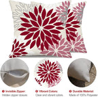 DFXSZ Wine Red Pink Flower Pillow Covers 18x18 Inch Set of 2 Outdoor Throw Pillows Outdoor Waterproof Decor for Living Room Sofa Patio Funiture Garden Floral Polyester Pillow Covers 002R18