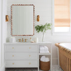 Wavy Mirror Solid Wood,22x30 Boho Bathroom Wooden Natural Farmhouse Scalloped Irregular Country Mirror for Living Room,Bedroom,Entryway