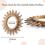 12 Inch Boho Sunburst Mirror, Round Wooden Wall Decor Starburst Sun Mirror for Bedroom, Living Room, Bathroom, Hallway, Balcony, Farmhouse Entryway, Housewarming Gift