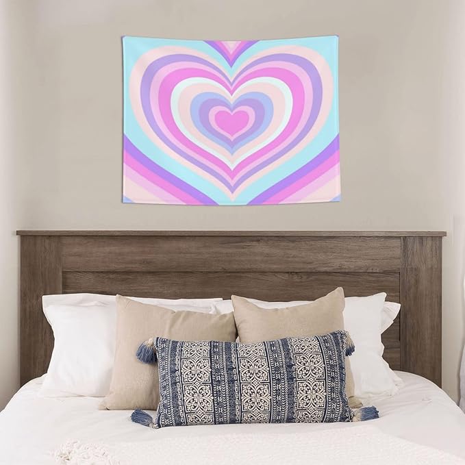 Ochori Bright Heart Neon Tapestry 29x37 In Aesthetic Wall Hanging Decorative Tapestries Cute Preppy Banner For Teen Girl Bedroom College Dorm Home Living Room Party Decor