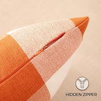 CARRIE HOME Fall Orange Plaid Pillow Covers 22x22 Set of 2, Autumn Decor Farmhouse Checkered Decorative Throw Pillow Covers 22 x 22, Extra Large Fall Pillows for Couch Sofa (No Pillow Inserts)