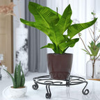Yimobra Original Patented Plant Stand for Flower Pot Heavy Duty Potted Holder Indoor Outdoor Metal Rustproof Iron Garden Container Round Supports Rack for Planter, Black, 9.4 X 2Inches