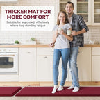 4/5 Inch Thick Kitchen Mat - Cushioned Anti Fatigue Mats for Kitchen Floor - Easy to Clean, Waterproof, Non-Slip Kitchen Rug for Sink, Office, Kitchen (17''x39'' Red)