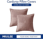 MIULEE Spring Decorative Throw Pillow Covers for Couch Bed Livingroom 18x18 Inch Set of 2 Blush Pink Boho Accent Throw Pllows Broadside Striped Patchwork Soft Corduroy Pillowcases Valentine Decor