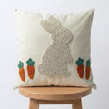 Fluffy Tufted Easter Pillow Cover with Soft Embroidered Bunny, Textured Boho Cotton Canvas Throw Pillow Case for Spring Farmhouse Sofa Couch Decoration, 18x18 inches, 1PCS (Cover Only)