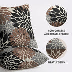 Black Brown Pillow Covers 18X18 Inch Set of 2, Spring Summer Floral Dahlia Flower Cream Decorative Throw Pillow Covers Outdoor Modern Farmhouse Cushion Case for Home Couch Sofa Bed Decor