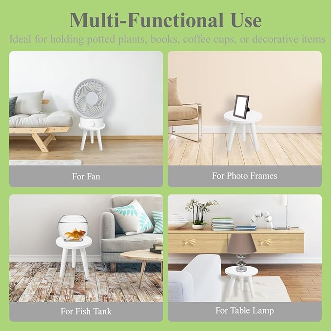 2PCS Samll Plant Stand Indoor/Outdoor for Plants,Wood White Planter Stands Holder Mid Century Pedestal Shelf,Sturdy Short Flower Rack Boho Short Plant Table 8.6"Tall Wooden Plants Stool for Garden