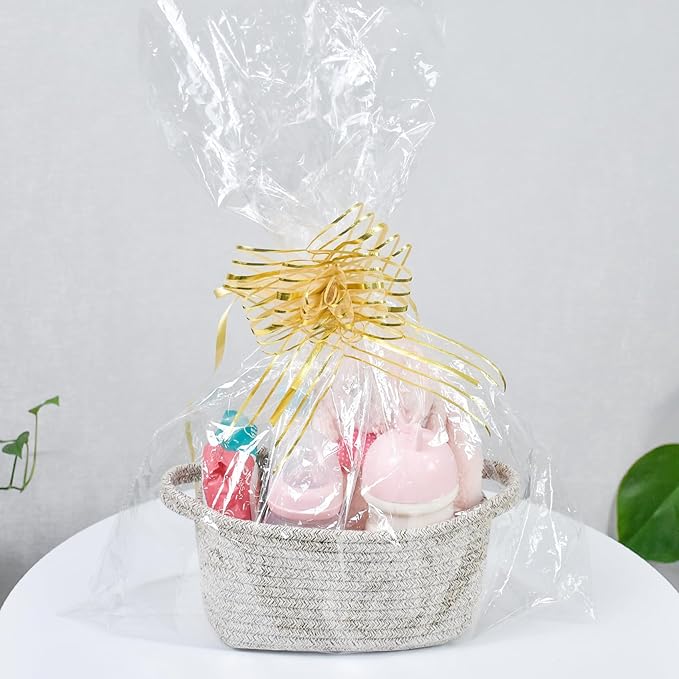 Abenkie Small Storage Basket, Cute Cotton Rope Woven Boho Decorative Toy Dog Cat Basket for Nursery, Living Room, Spa, Gift - XS, Brown