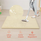 Baby Play Mat for Floor,1.3" Thick Elasti-Foam 50"×50" Playpen Mat for Tummy Time,Water Repellent Soft Coral Velvet for Toddler,Infant,Kids,Non-Slip Backing Safe for Crawling(Vanilla)