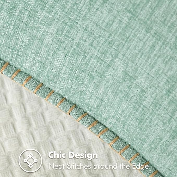 MIULEE Pack of 2 Couch Throw Pillow Covers 20x20 Inch Aqua Green Farmhouse Decorative Pillow Covers with Stitched Edge Soft Chenille Solid Dyed Spring Pillow Covers for Sofa Bed Living Room
