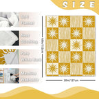 Boho Sun Face Flannel Throw Blanket, Bohemia Sunshine Yellow Birthday Gifts for Kids Men Women, Sunny Plaid Check Stripes Soft Blankets for Bedding Sofa 50" x 60"